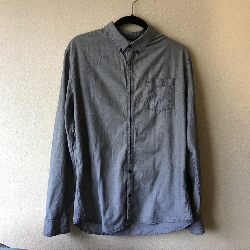 Vans Men’s grey button down with roll sleeves | Size L
